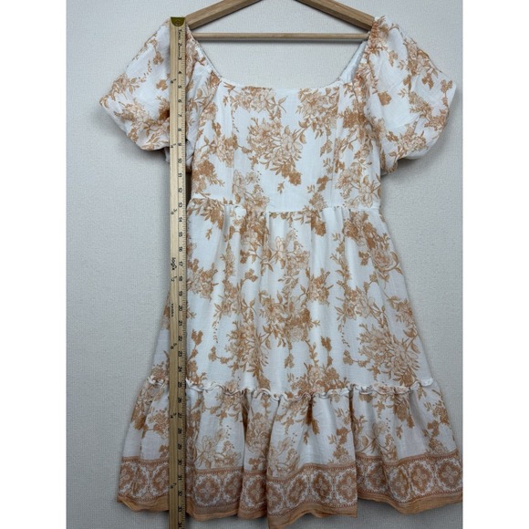 Blu Pepper Floral Mini Dress Small Cottagecore Boho Puff Sleeve Smocked Waist - Picture 6 of 15
